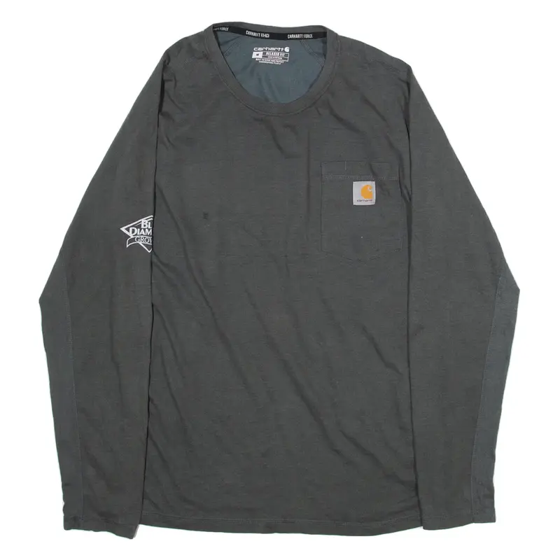 CARHARTT Relaxed Fit Mens T-Shirt Grey Long Sleeve M