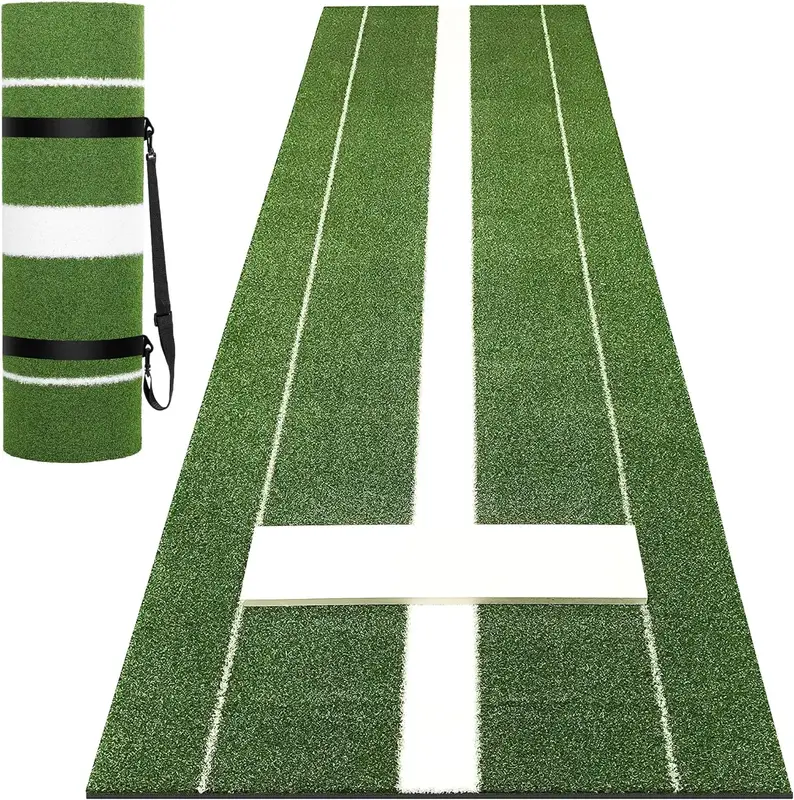Rengue 10'x 3' Softball Pitching Mat, Softball Pitching Mound with Pitching Rubber, Green Nylon Softball Hitting Mat Artifici...