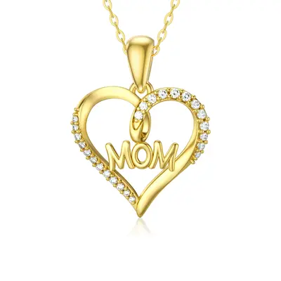 14K Gold Moissanite Heart Pendant Necklace
