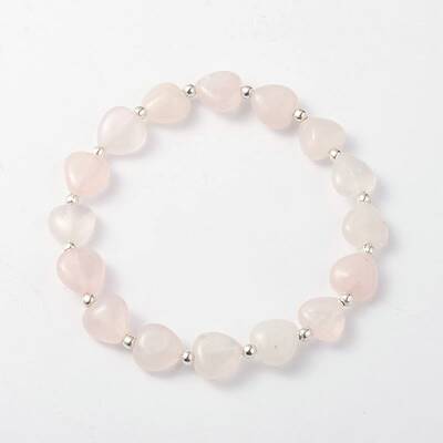 Heart Rose Quartz Stretch Bracelets