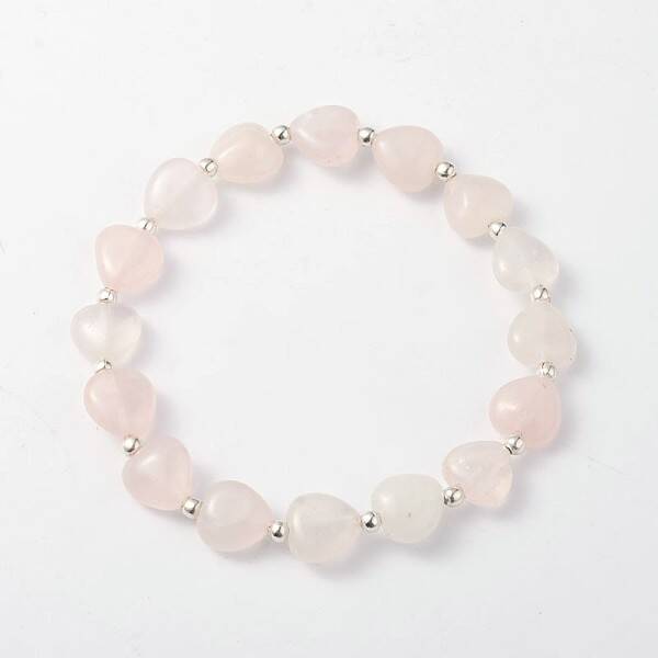 Heart Rose Quartz Stretch Bracelets