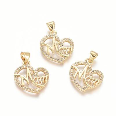 Brass Micro Pave Clear Cubic Zirconia Pendants