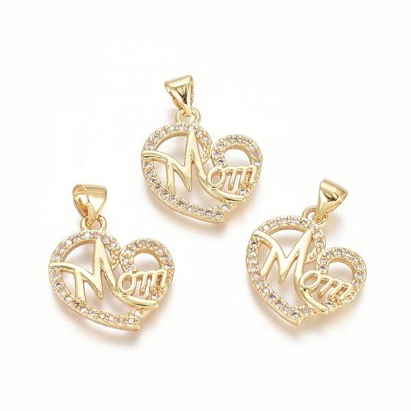 Brass Micro Pave Clear Cubic Zirconia Pendants