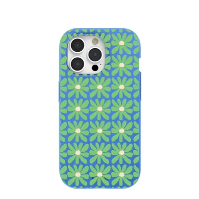 Electric Blue Flower Child iPhone 15 Pro Case