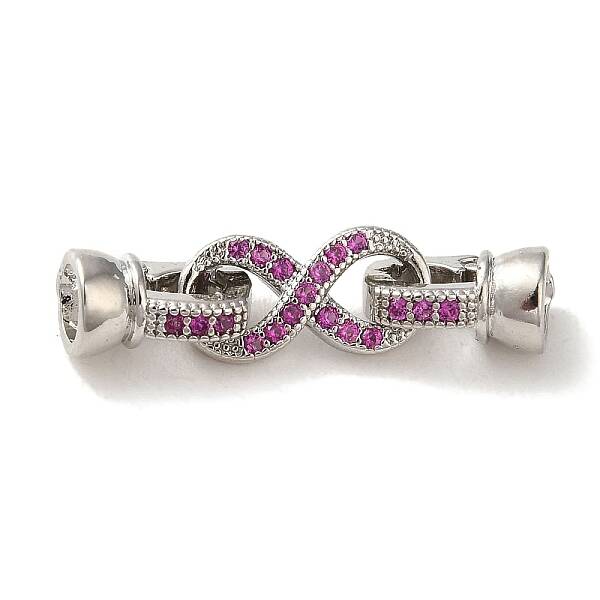 Rack Plating Brass Pave Clear Cubic Zirconia Fold Over Clasps