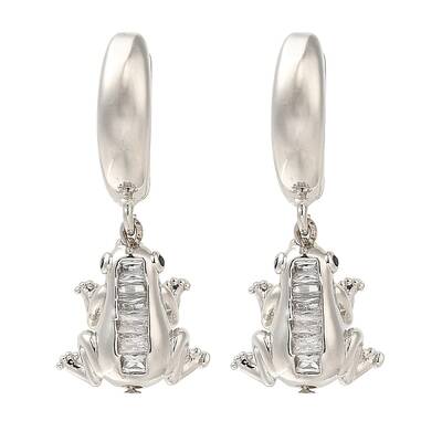 Rack Plating Forg Brass Micro Pave Cubic Zirconia Hoop Earrings