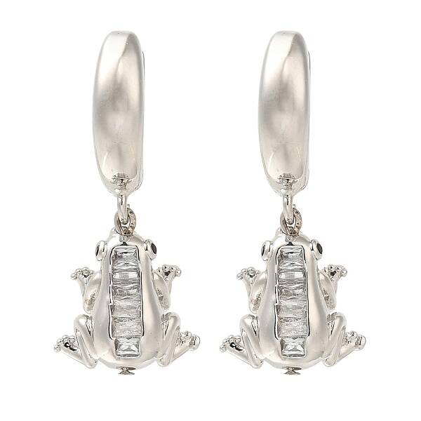 Rack Plating Forg Brass Micro Pave Cubic Zirconia Hoop Earrings