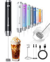 Handheld Milk Frother for Coffee,Rechargeable & Waterproof Electric Stainless Steel Whisk Portable Foam Maker for Latte & Pro...