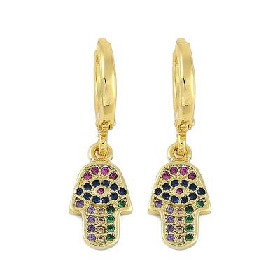 Brass Micro Pave Cubic Zirconia Hoop Earrings for Women
