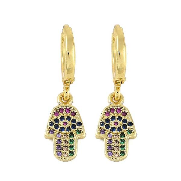 Brass Micro Pave Cubic Zirconia Hoop Earrings for Women