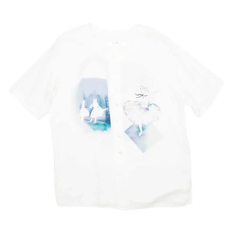 Ballerina Womens Printed Blouse White Crazy Pattern M