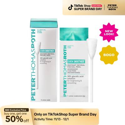 Peter Thomas Roth Even Smoother Instant Reveal Facial Peel, Glycolic Acid, Exfoliating and Brightening Solution
