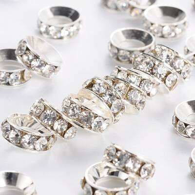 Brass Rhinestone Spacer Beads