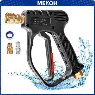 Short Pressure Washer Gun, 4000 PSI High Power Washer Spray Gun, 10.5 GPM Foam Gun with 3/8'' Swivel Quick Connect, Pressure ...