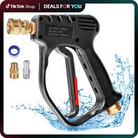 Short Pressure Washer Gun, 4000 PSI High Power Washer Spray Gun, 10.5 GPM Foam Gun with 3/8'' Swivel Quick Connect, Pressure ...
