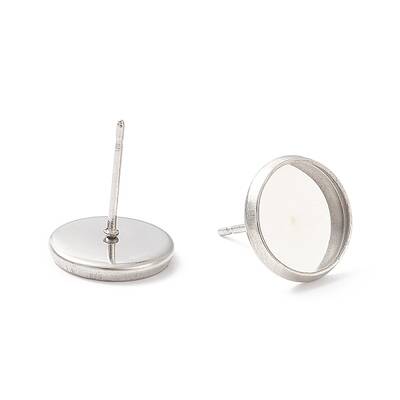 Tarnish Resistant 304 Stainless Steel Flat Round Stud Earring Settings