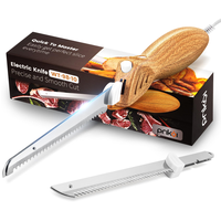 Pukomc German Electric Knife Kitchen Knife for Cutting Meat, Bread, Turkey, Chops, Ergonomic Handle + 2 Blades for Raw and De...