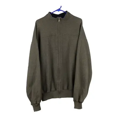 Russell Athletic Zip Up - XL Green Cotton Blend