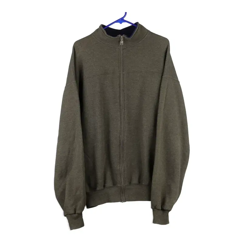Russell Athletic Zip Up - XL Green Cotton Blend