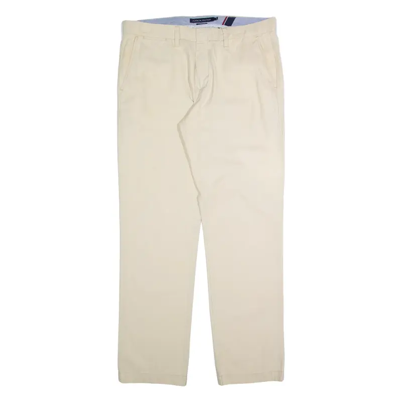 TOMMY HILFIGER Chino Mens Trousers Cream Regular Straight W34 L32