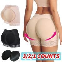 3/2/1 Counts Padded Underwear for Women Butt Lifter Panties Booty Pads Butt Enhancer Lace Boyshorts Shapewear, Ladies Body Sh...