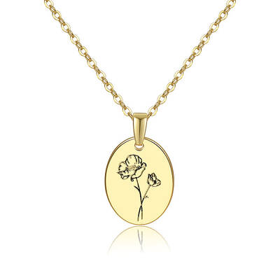 Brass Birth Month Flower Pendant Necklace