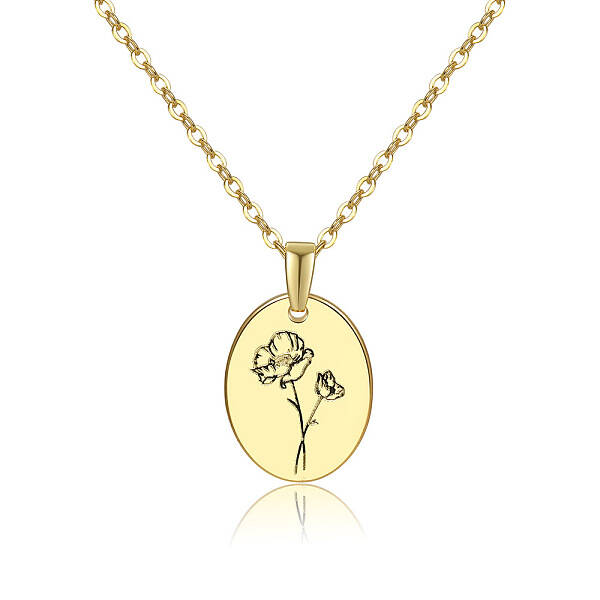 Brass Birth Month Flower Pendant Necklace