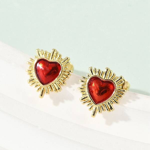 Brass Enamel Stud Earrings for Women
