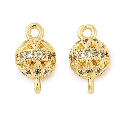 Brass Micro Pave Cubic Zirconia Connector Charms