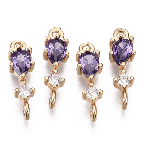 Brass Micro Pave Cubic Zirconia Links Connectors
