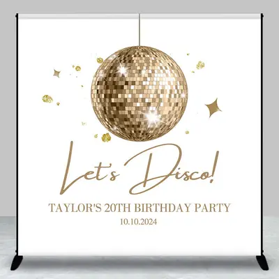 Lets Disco Light Ball Custom 20th Birthday Backdrop - Aperturee
