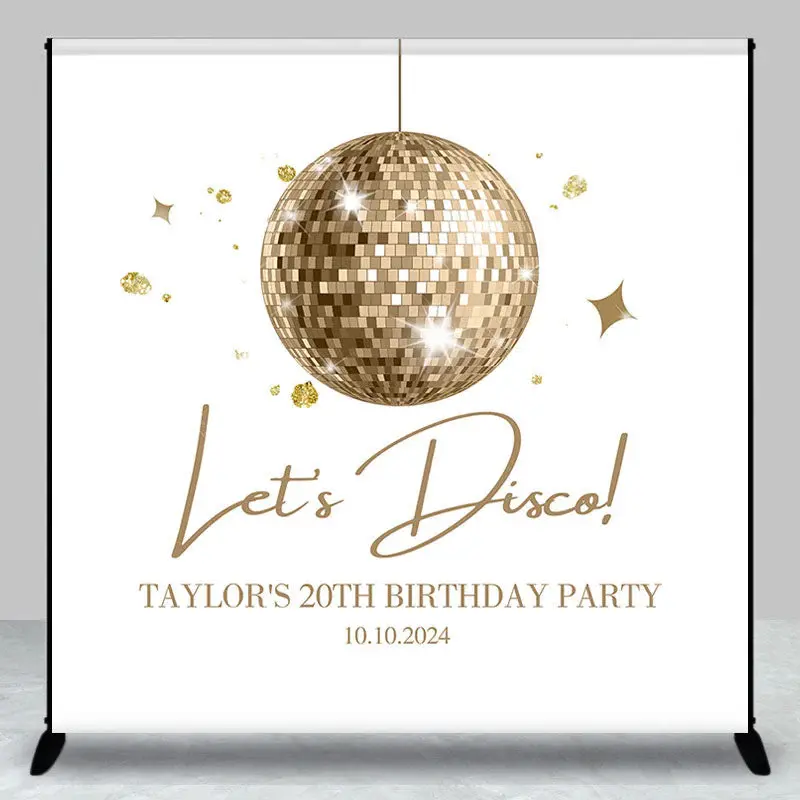 Lets Disco Light Ball Custom 20th Birthday Backdrop - Aperturee