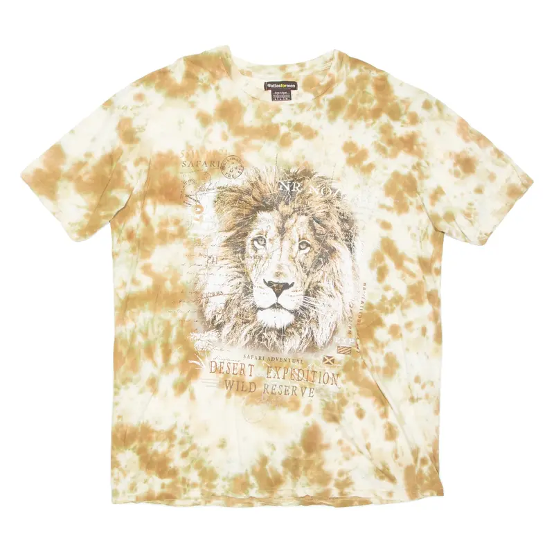 ATLAS FOR MEN Lion Mens Tie Dye T-Shirt Beige M