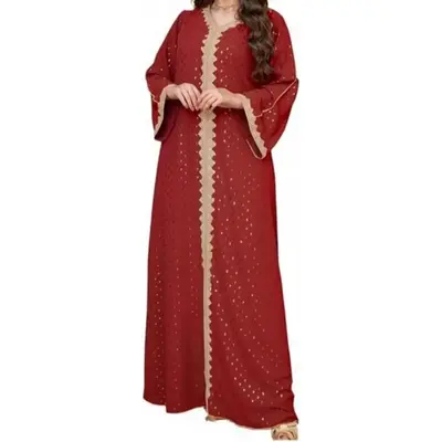 Burgundy Gold-Embroidered Kaftan: Luxe Elegance for Eid, Weddings & Resort Getaways