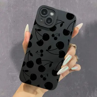 Cherry Pattern Phone Case for Summer, TPU All-inclusive Anti-fall Mobile Phone Protective Cover, Shockproof Phone Case for iP...