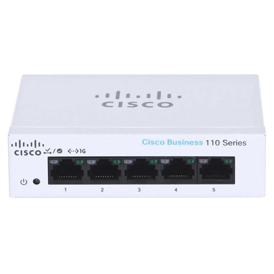 CBS110-5T-D-UK Cisco Small Business 110 Series CBS110-5T 5 x Ports 10/100/1000Base-T Layer 2 Unmanaged Desktop Gigabit Ethern...