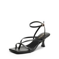 DREAM PAIRS Women's kitten Low Strappy Lace Up Heels for Women Open Square Toe Thong Ankle Strap Heels Sexy Fashion Comfort D...