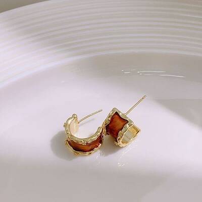 Brass Enamel Stud Earrings