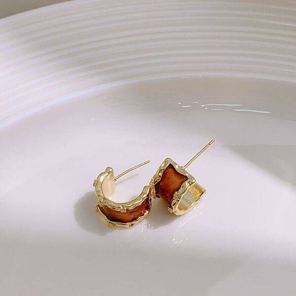 Brass Enamel Stud Earrings