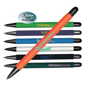 150 Custom Halcyon Metal Pen Stylus - Soft Touch & Retractable