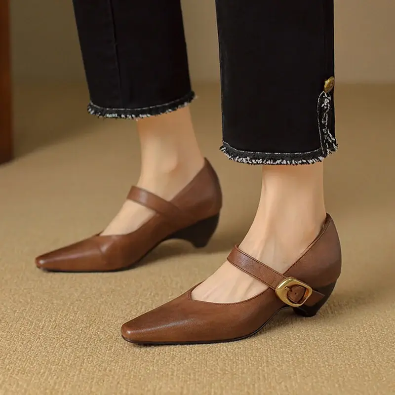 CHIKO Trudel Pointy Toe Block Heels Mary Jane Shoes