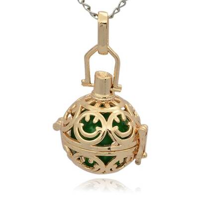Golden Tone Brass Hollow Round Cage Pendants