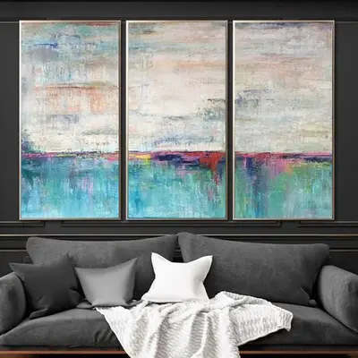 Abstract  Acrylic Painting On Canvas Original Large Turquoise Painting Beige Painting Texture Art | TURQUOISE LAKE