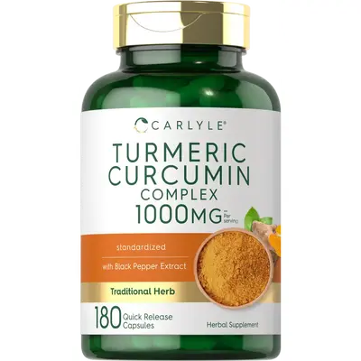 Carlyle Turmeric Curcumin with Black Pepper 1000mg | 180 Capsules | Turmeric Complex Supplement | Non-GMO, Gluten Free