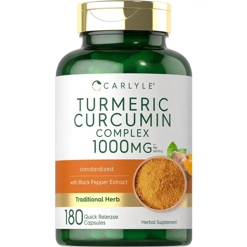 Carlyle Turmeric Curcumin with Black Pepper 1000mg | 180 Capsules | Turmeric Complex Supplement | Non-GMO, Gluten Free