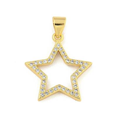 Star Rack Plating Brass Micro Pave Clear Cubic Zirconia Pendants