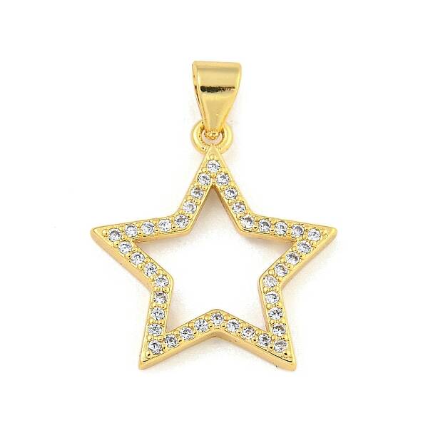 Star Rack Plating Brass Micro Pave Clear Cubic Zirconia Pendants