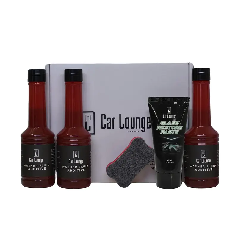 Car Lounge Ultimate Glass Cleaning Kit - Restore Clarity & Enhance Visibility with Glass Restore Paste & Washer Fluid Additiv...