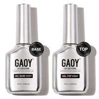 GAOY 16ml 2 Pcs Glassy Gel Top Coat and Base Coat Set, No Wipe Foundation Combination Need UV Light Cure, Nail Polish Manicur...