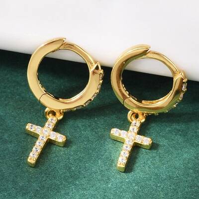 S925 Sterling Silver Micro Pave Clear Cubic Zirconia Hoop Earrings for Women
